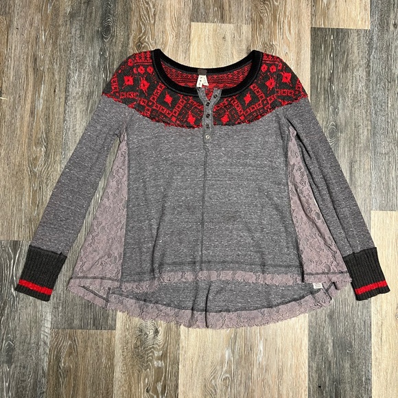 We The Free Cabin in the Woods Thermal Knit Shirt Size Small - Picture 3 of 9